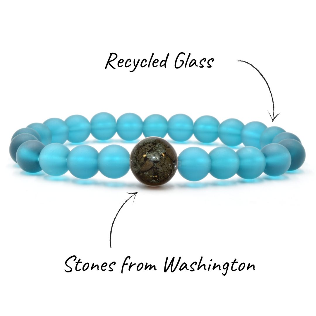 Washington Stones + Peacock Blue Glass