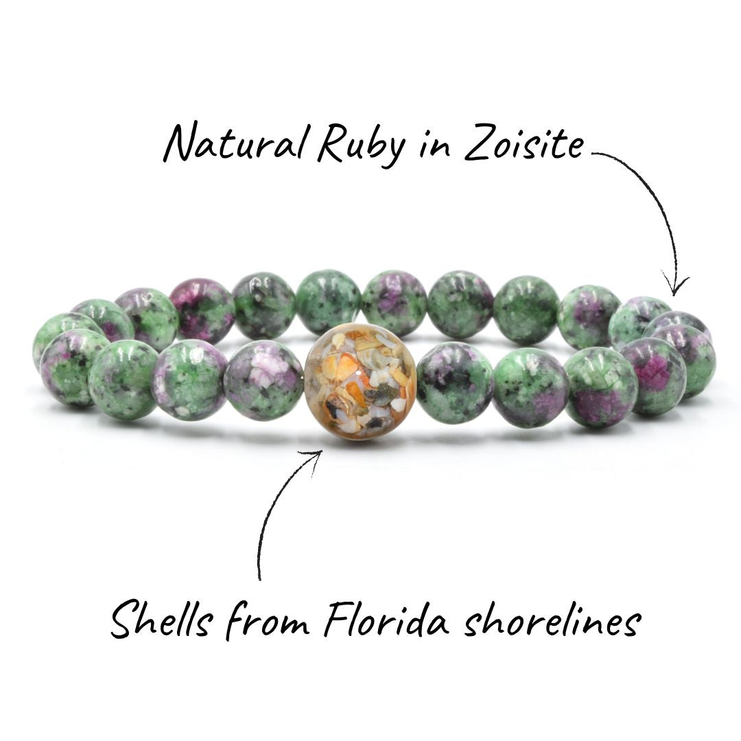 Florida Shells + Ruby in Zoisite