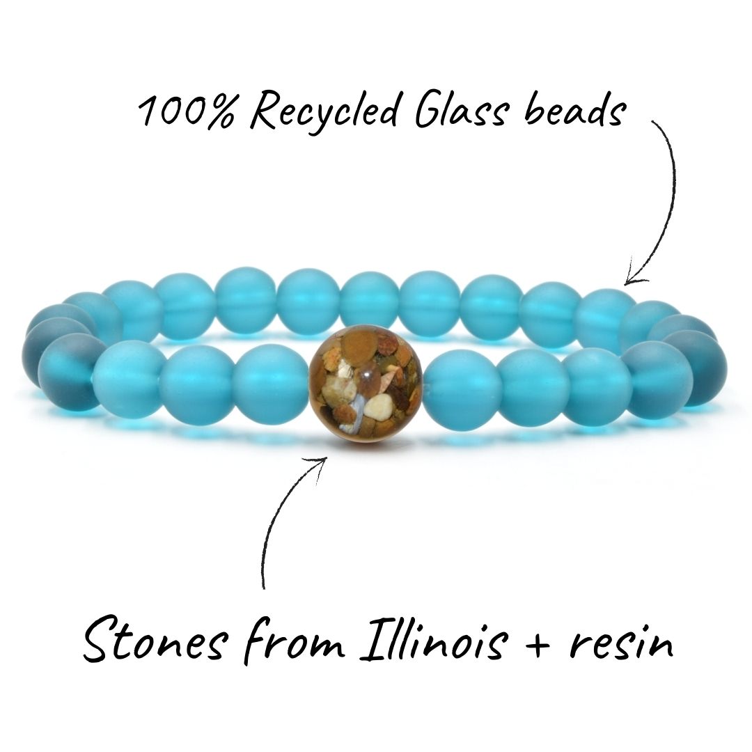 Illinois Stones + Peacock Blue Glass