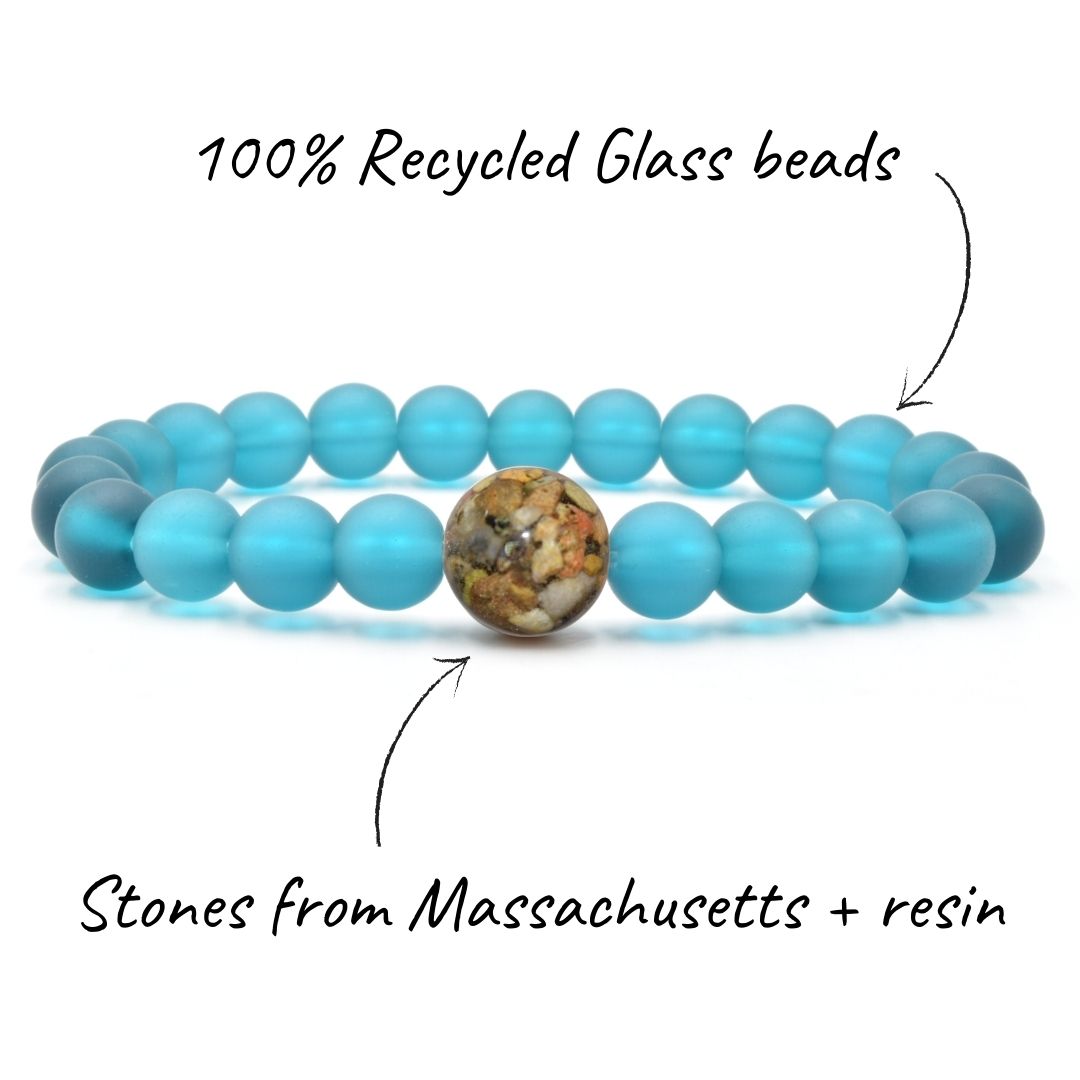 Massachusetts Stones + Peacock Blue Glass