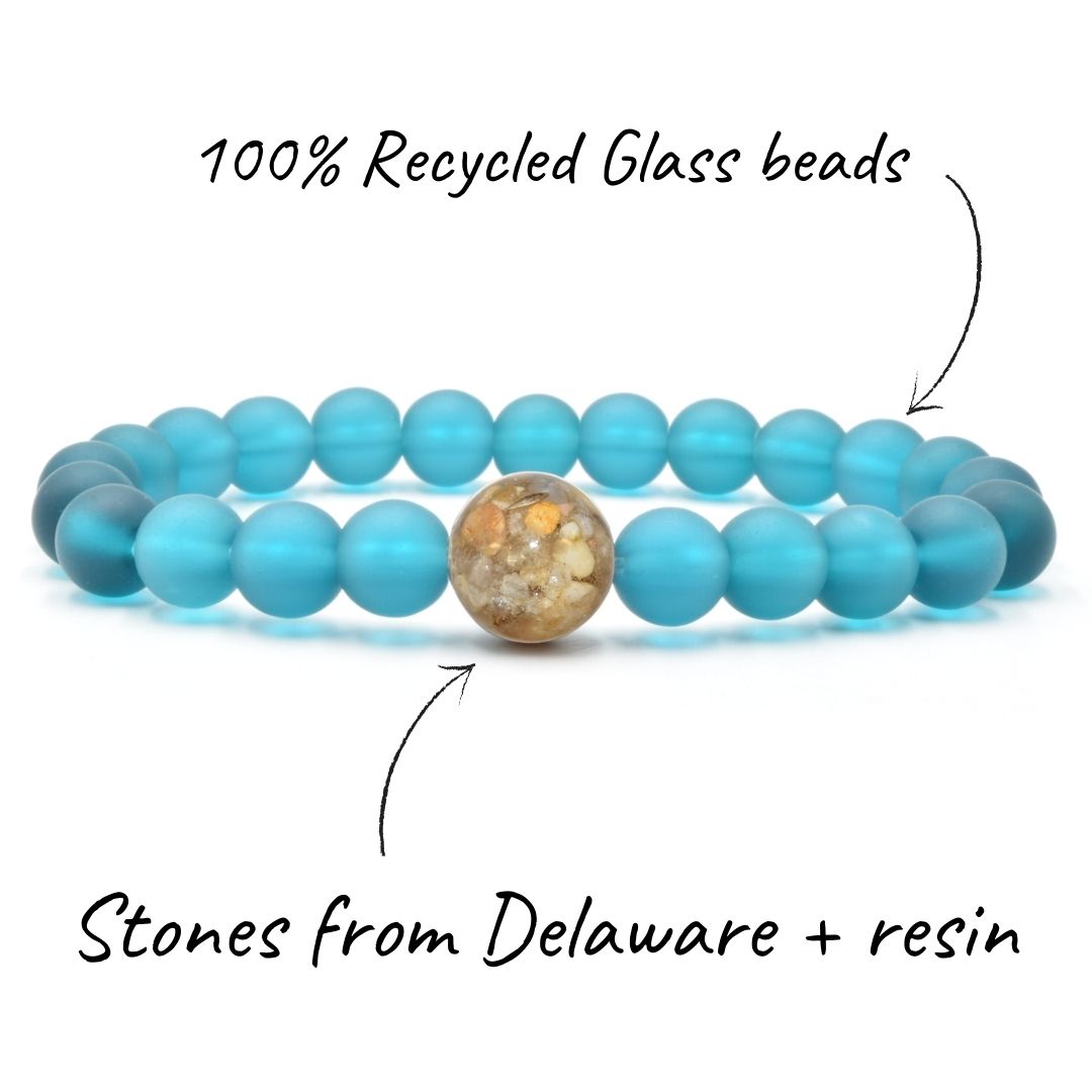 Delaware Stones + Peacock Blue Glass