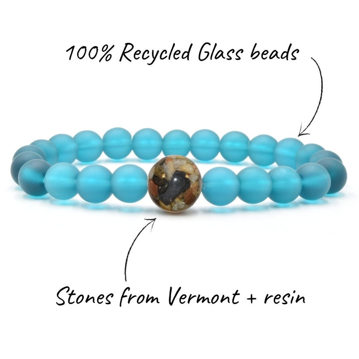 Vermont Stones + Peacock Blue Glass