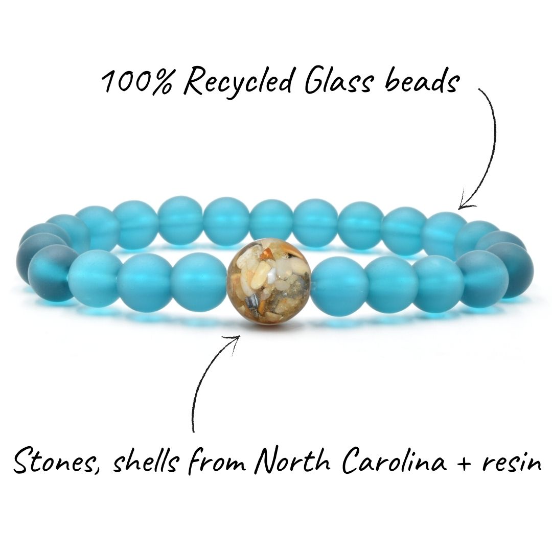 North Carolina Stones & Shells + Peacock Blue Glass