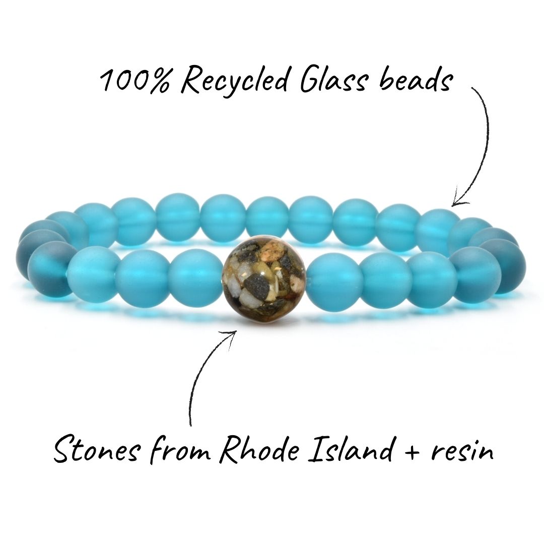 Rhode Island Stones + Peacock Blue Glass