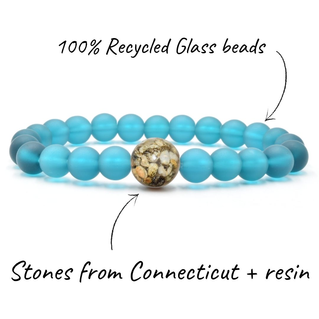 Connecticut Stones + Peacock Blue Glass