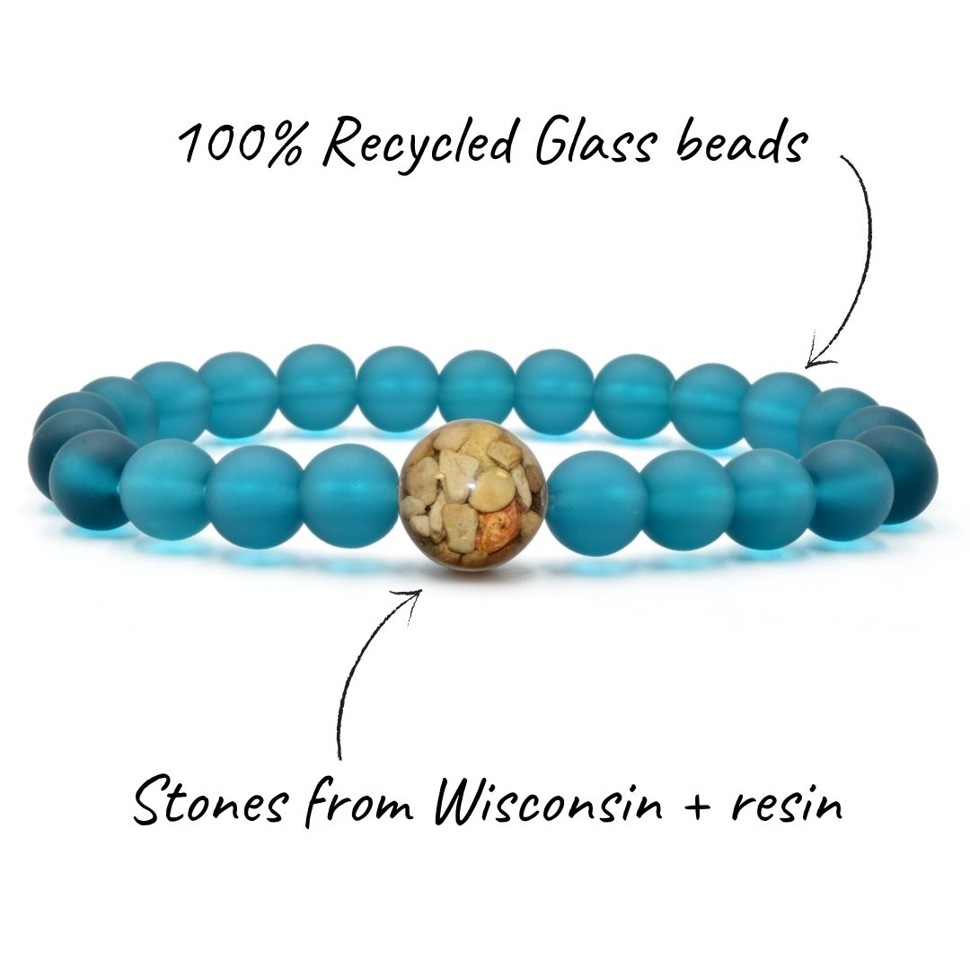 Wisconsin Stones + Peacock Blue Glass