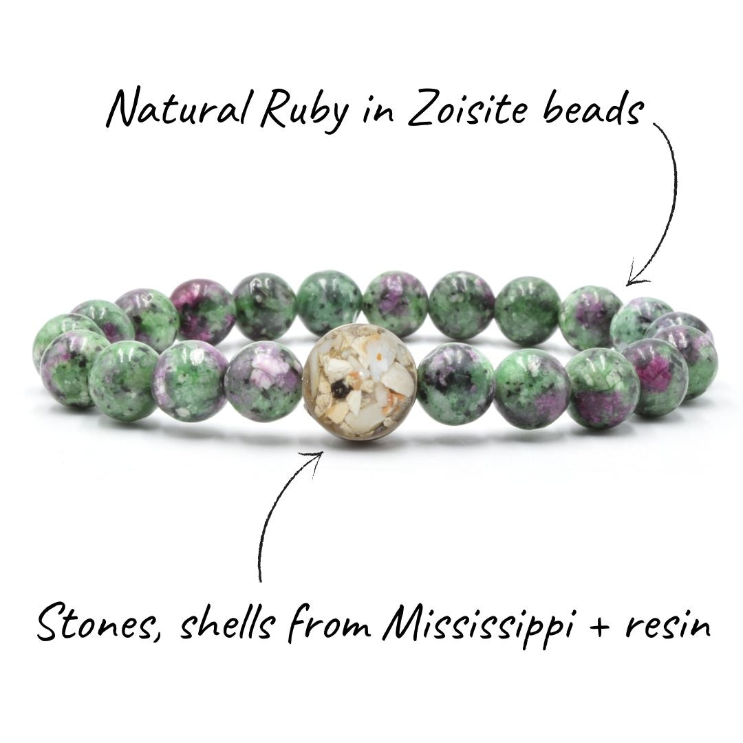 Mississippi Stones + Ruby in Zoisite