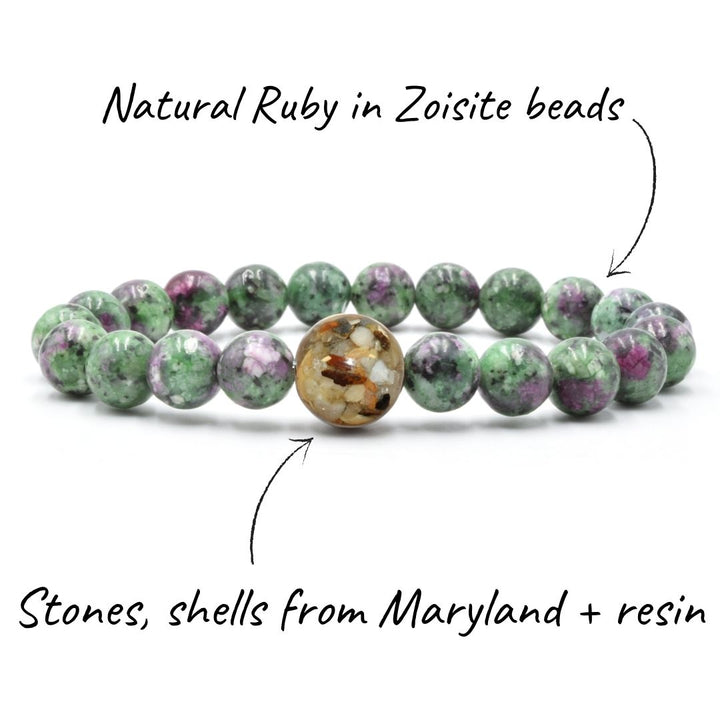 Maryland Stones & Shells + Ruby in Zoisite