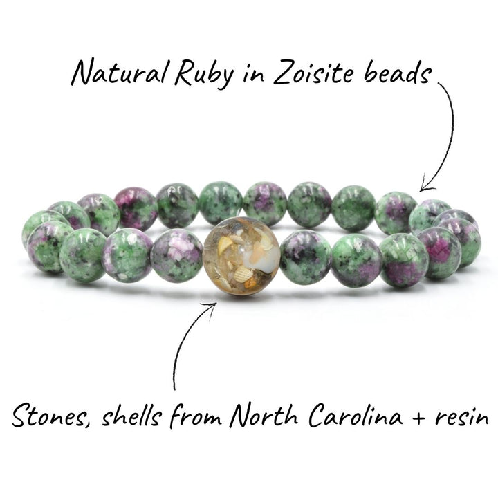 North Carolina Stones & Shells + Ruby in Zoisite