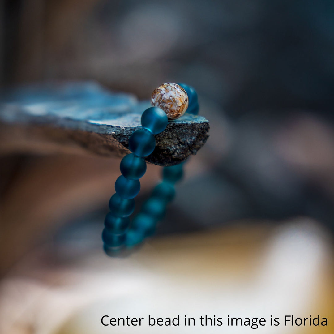 North Carolina Stones & Shells + Peacock Blue Glass